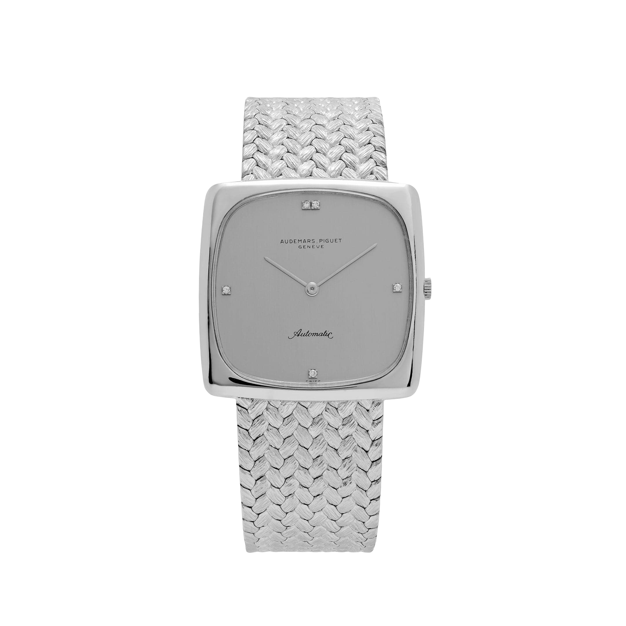 Audemars Piguet Jumbo Square White Gold Silver Diamond Dial