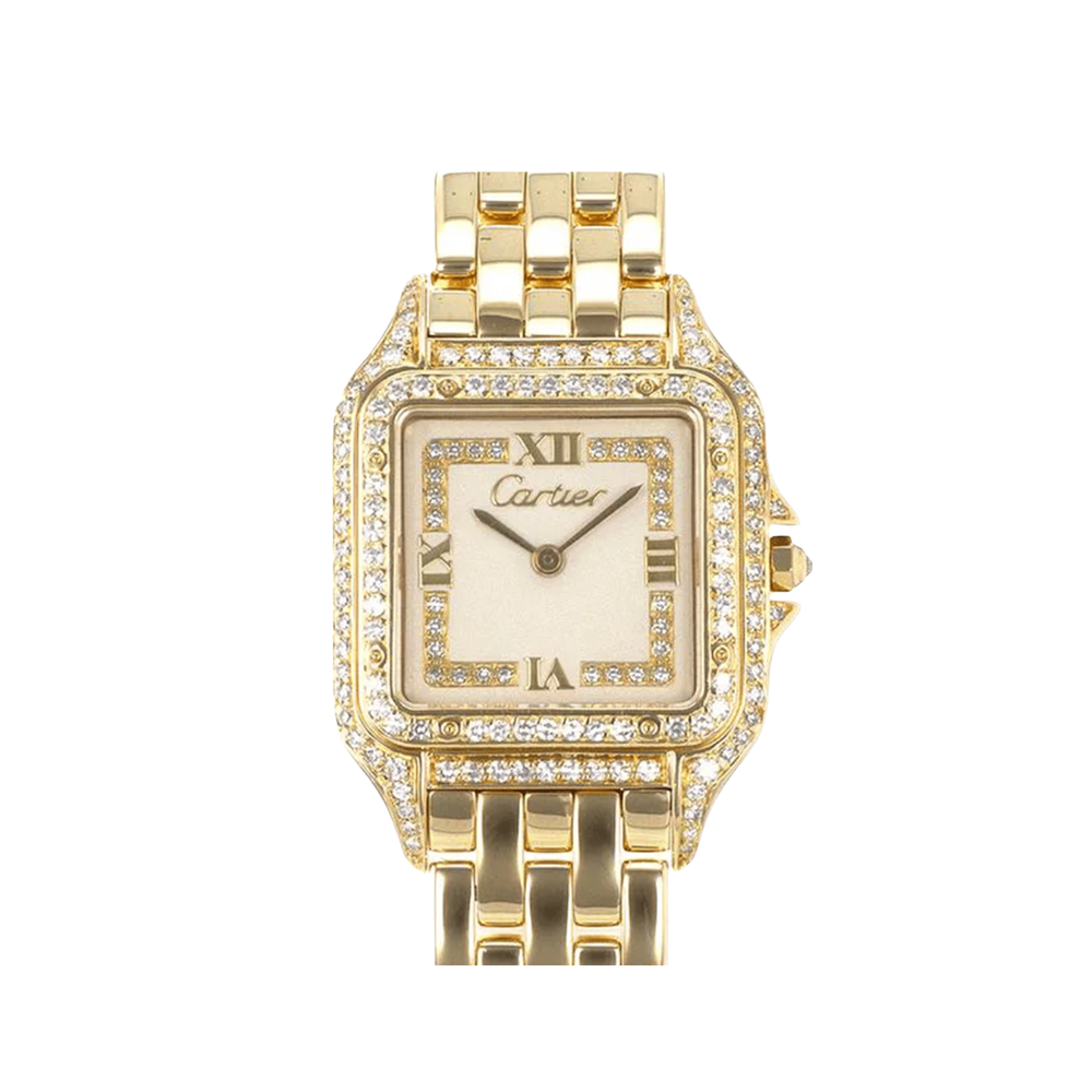Cartier Panthère 88369 Yellow Gold Diamond-Set Dial Bezel Lugs Quartz