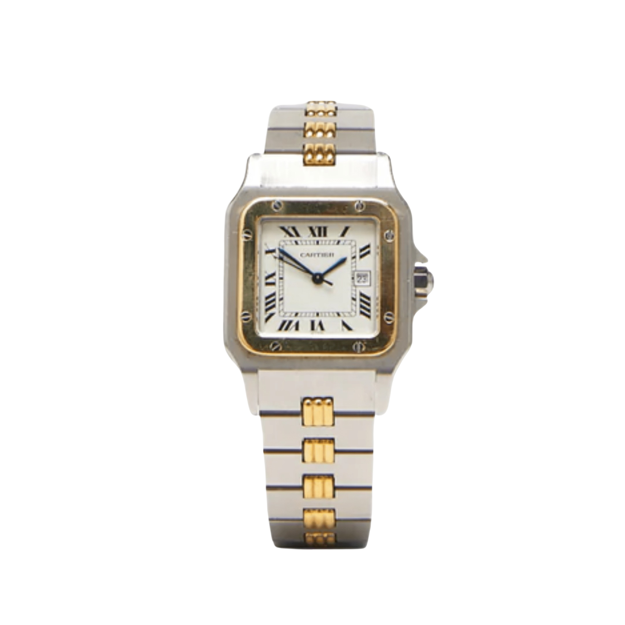 Cartier Santos Carrée 2961 Yellow Gold Stainless Steel White Dial
