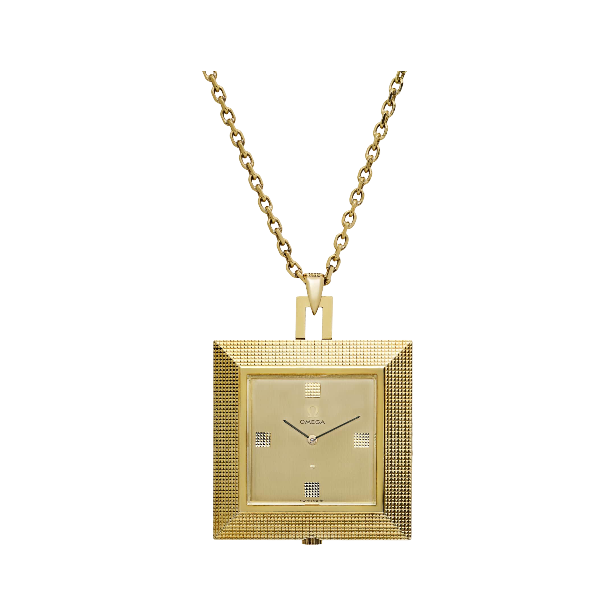 Omega Square Pocket Watch 1715 Yellow Gold Gold Dial