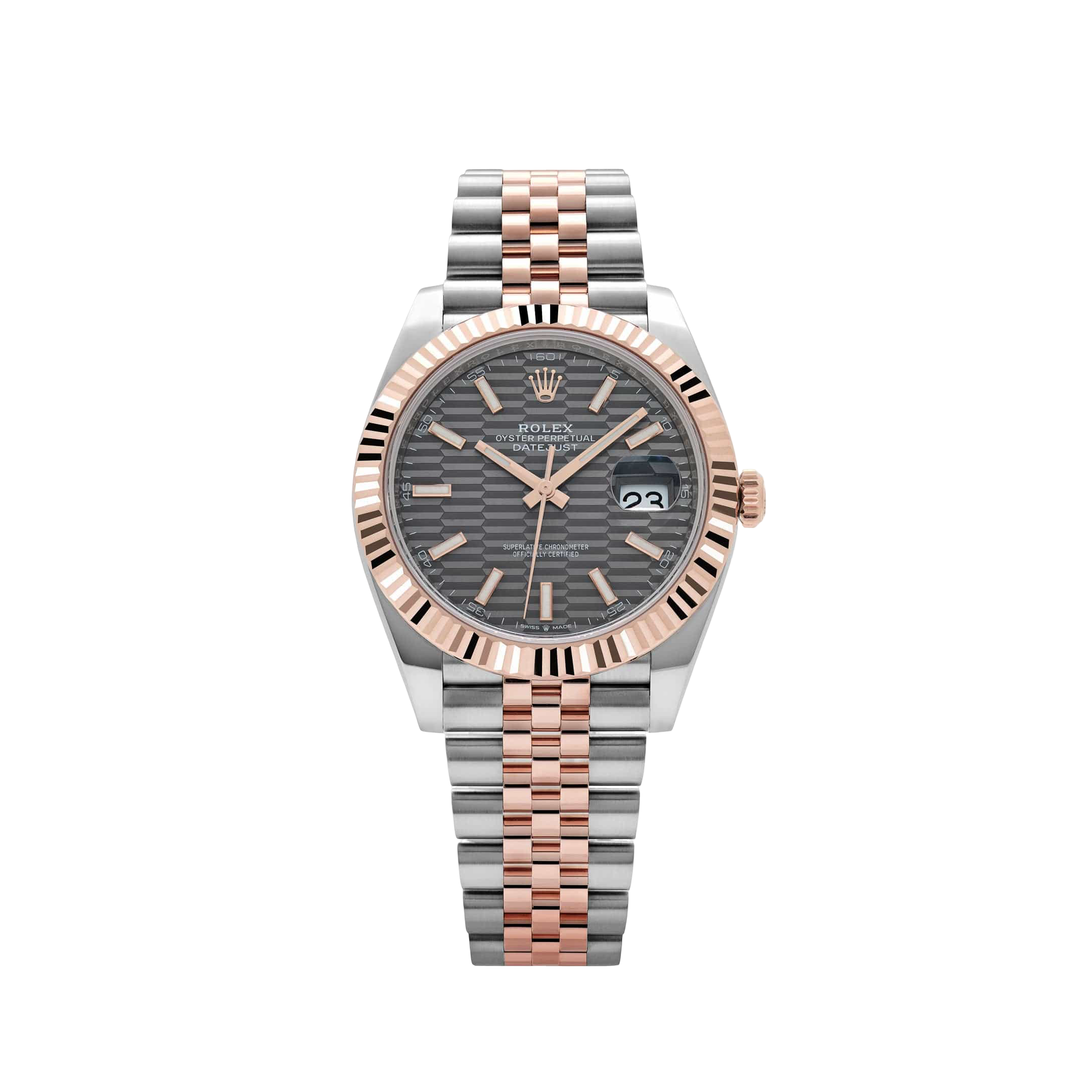 Rolex Datejust 41 126331 Rose Gold Stainless Steel Grey Motif Dial Jubilee