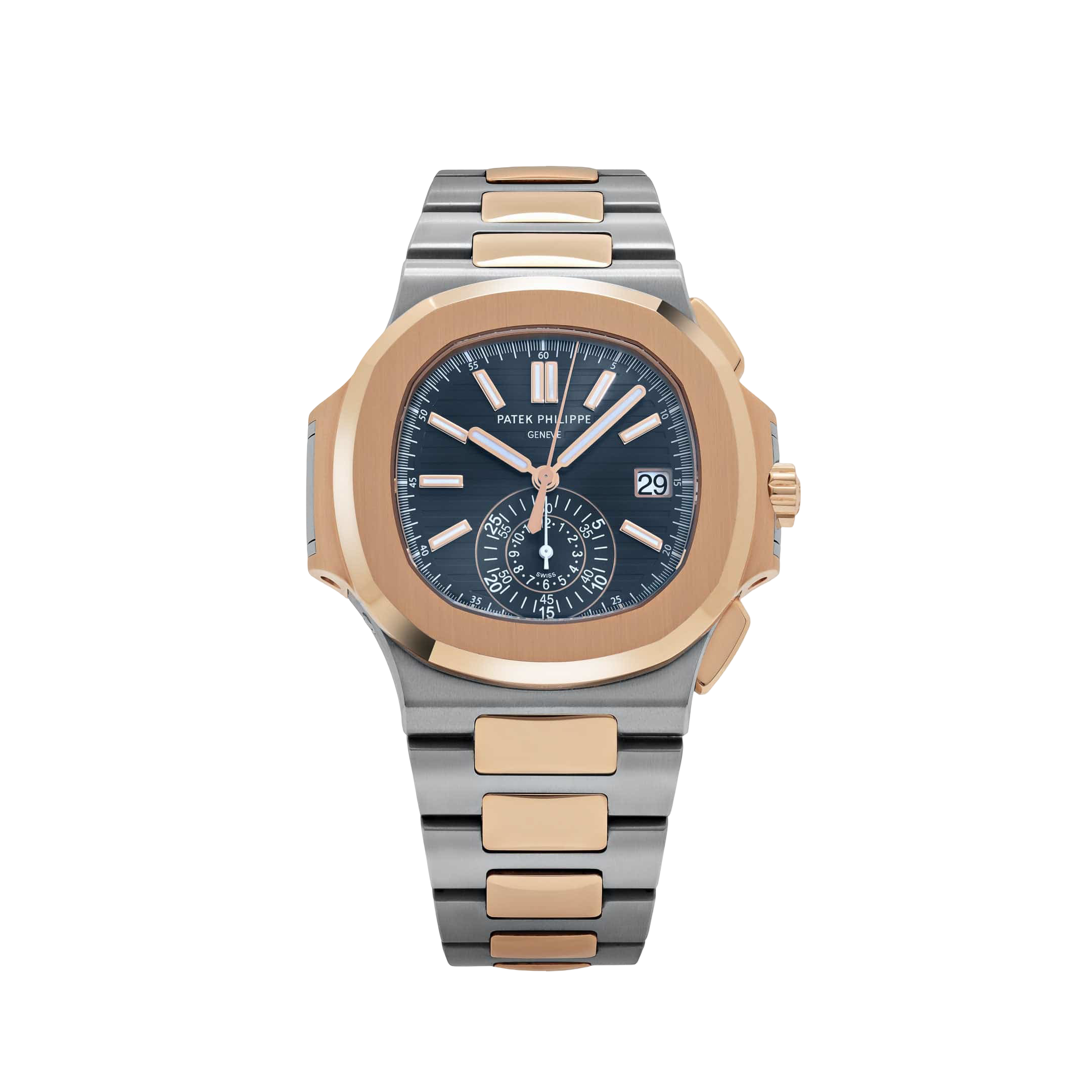 Patek Philippe Nautilus 5980/1AR-001 Chronograph Stainless Steel Rose Gold Blue Dial (2019)