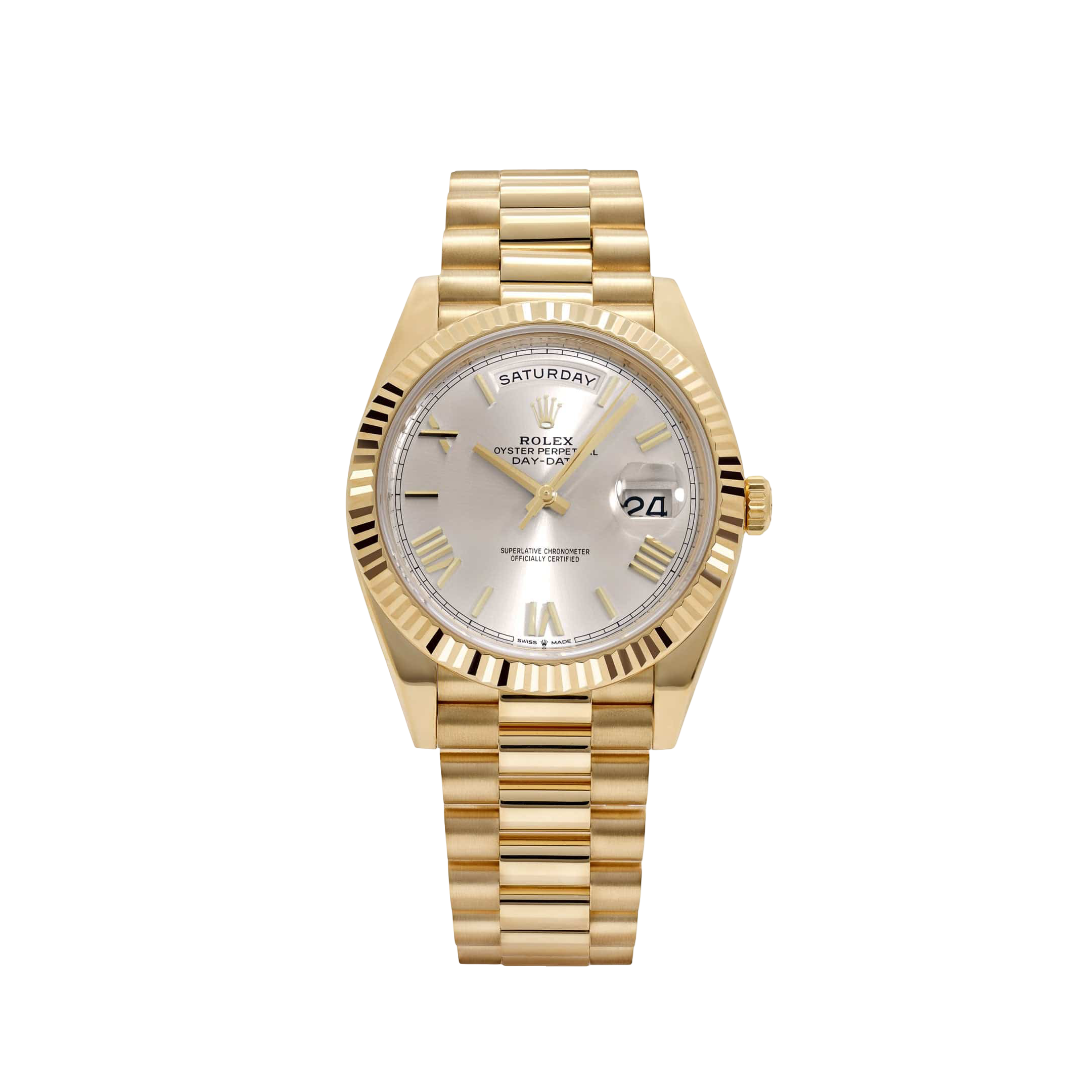 Rolex Day-Date 40 228238 Yellow Gold Silver Roman Numerals Dial (2021)